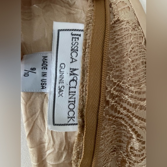 Jessica McClintock GUNNE SAX Lace Dress in Tan Size 8/10 - Picture 6 of 6